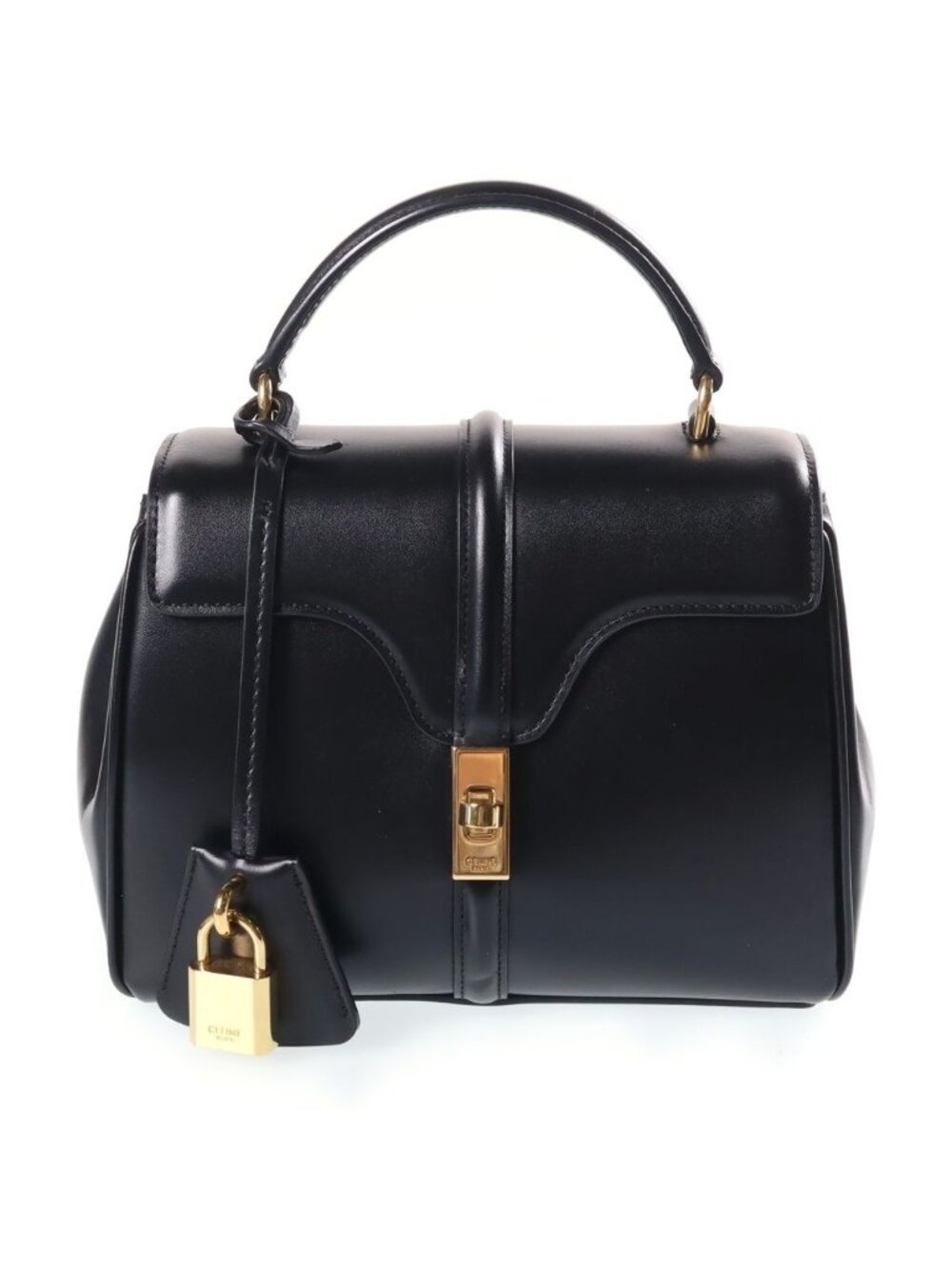 Celine Small 2-Way Shoulder Bag Black Leather Gold